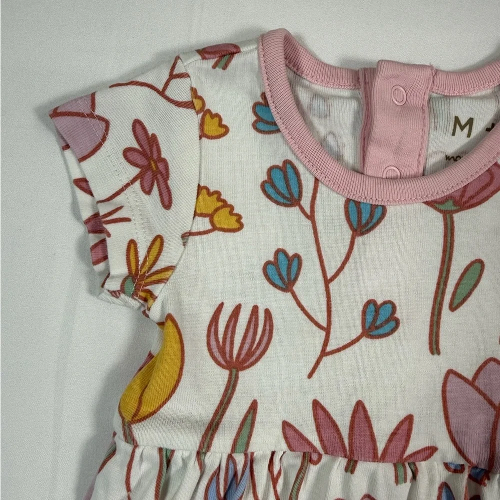 MONICA ANDY Baby Girl Organic Cotton Floral‎ Dress 0-3M Minimal Cottagecore